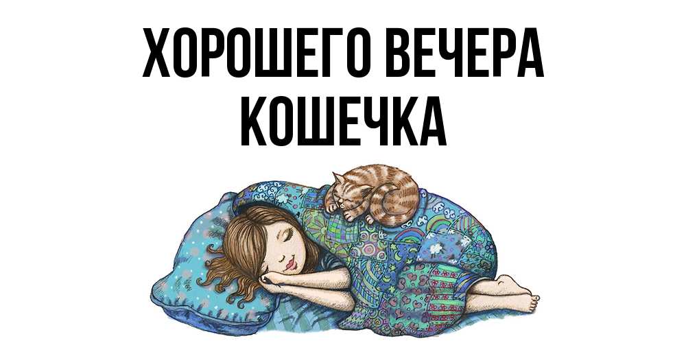 Открытка  для любимых и родных. Кошечка, Хорошего вечера  