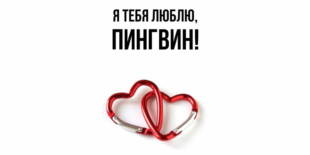 Открытка  для любимых и родных. пингвин, Я тебя люблю  