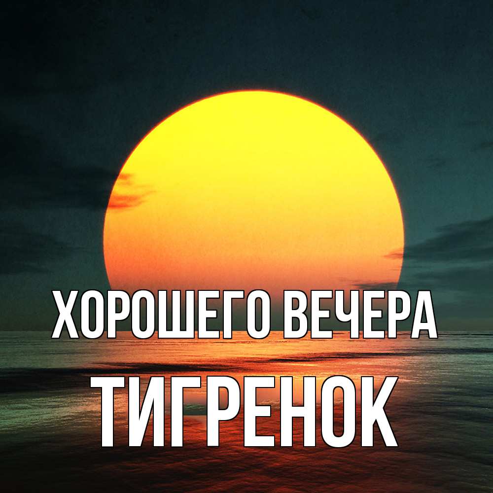 Открытка с именем, Тигренок, Хорошего вечера