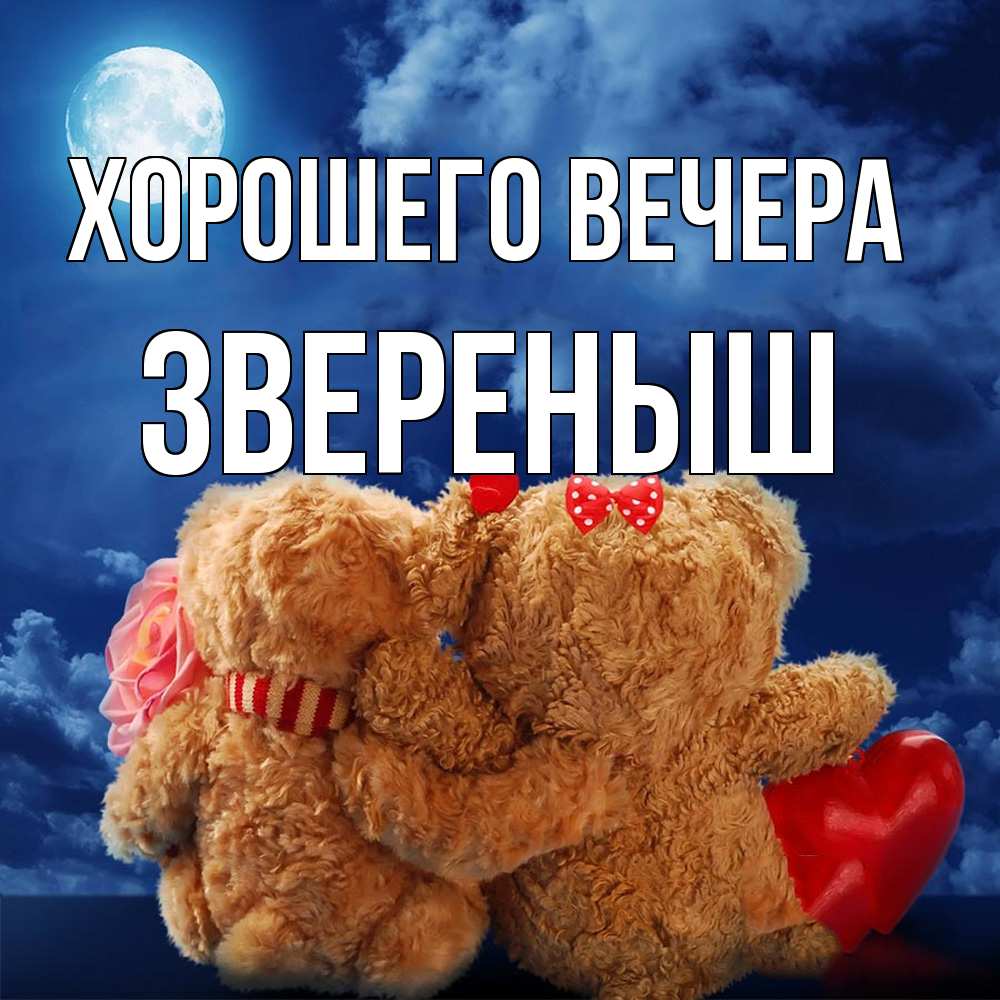 Открытка  для любимых и родных. звереныш, Хорошего вечера  
