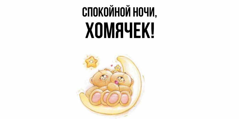 Открытка  для любимых и родных. хомячек, Спокойной ночи  