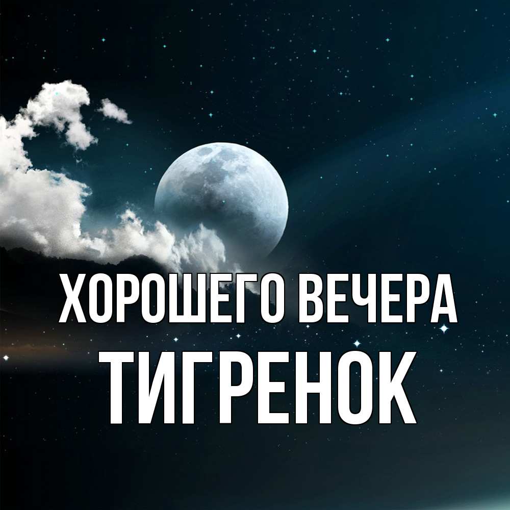Открытка с именем, Тигренок, Хорошего вечера