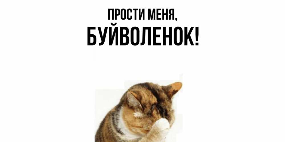 Открытка с именем, буйволенок, Прости меня