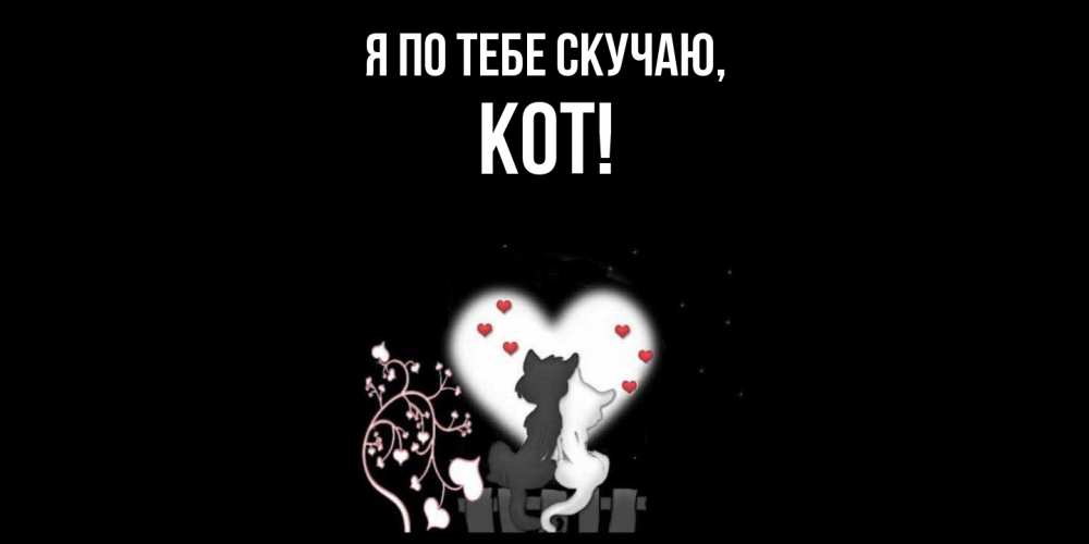 Открытка  для любимых и родных. кот, Я по тебе скучаю  