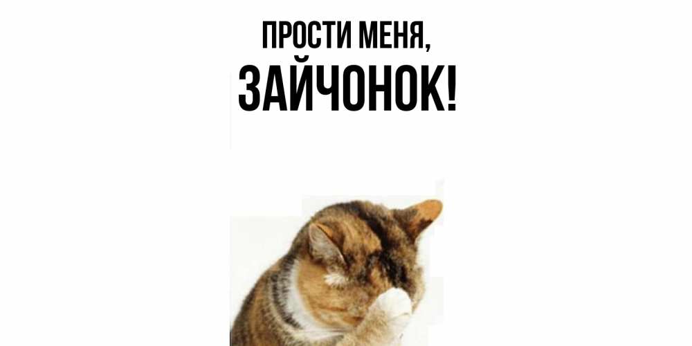 Открытка  для любимых и родных. зайчонок, Прости меня  