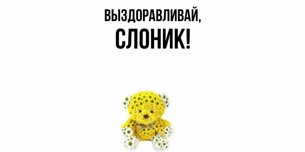 Открытка с именем, слоник, Выздоравливай