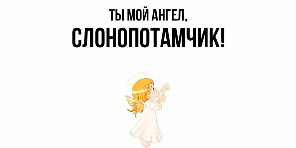 Открытка  для любимых и родных. слонопотамчик, Ты мой ангел  