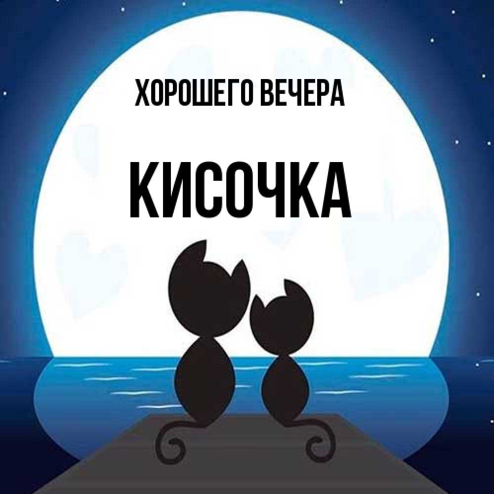 Открытка  для любимых и родных. кисочка, Хорошего вечера  