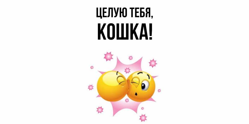 Открытка  для любимых и родных. кошка, Целую тебя  
