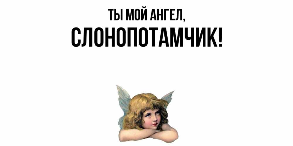 Открытка  для любимых и родных. слонопотамчик, Ты мой ангел  