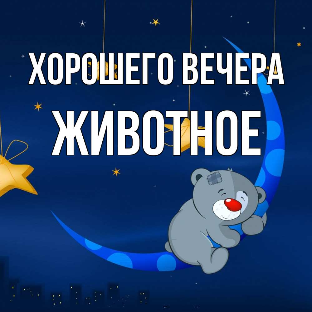 Открытка  для любимых и родных. животное, Хорошего вечера  