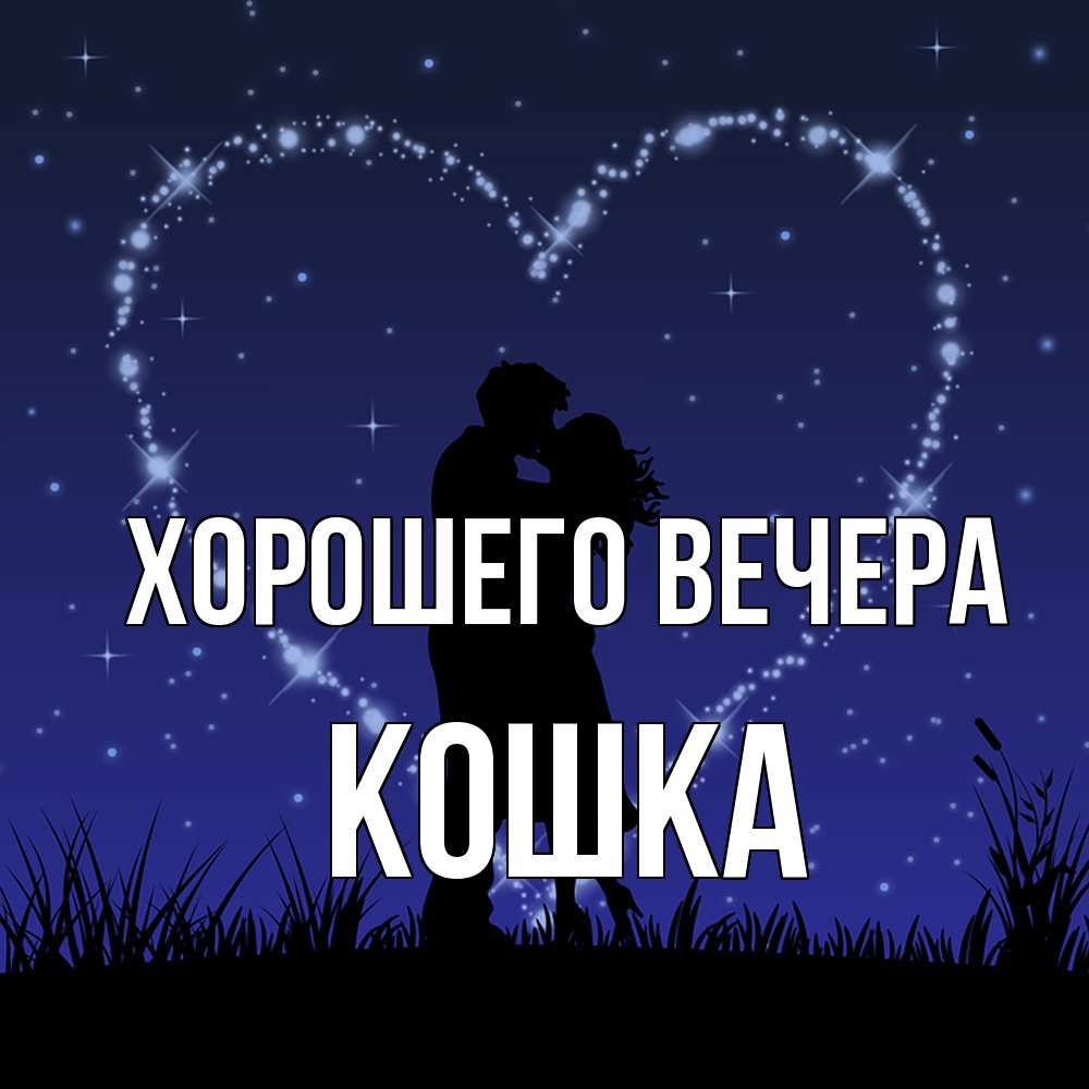 Открытка с именем, кошка, Хорошего вечера